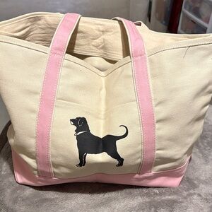 The Black Dog Canvas Tote with Pink Trim